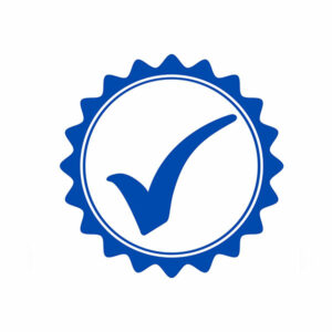 Blaues Siegel mit Haken
